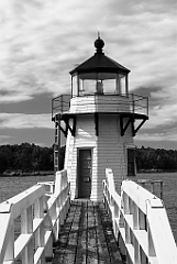 Wooden Doubling Point Lighthouse Tower in Maine -BW